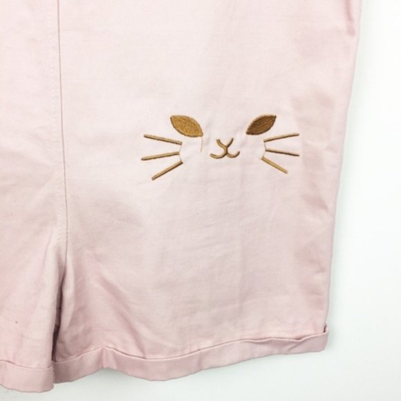 Vintage | Pale Pink Embroidered Cat Romper - Picture 2 of 4